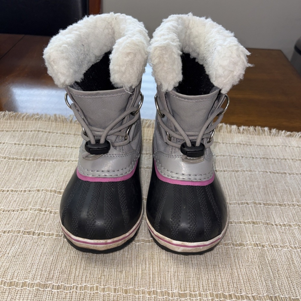 Sorrel Girls Waterproof Winter Boots NC1962-062 Size 11 Gray Black Pink